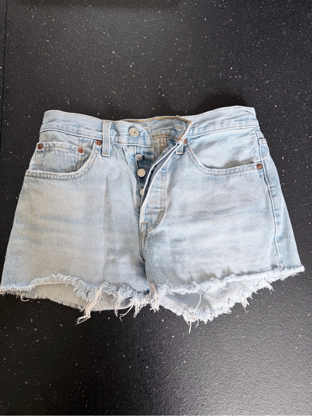Levi’s  Blue Denim Frayed Hem Women's Shorts